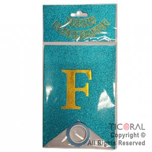 BANDERIN FELIZ CUMPLE LUJO DX TURQUESA CON GLITTER CON STAMPING x 1